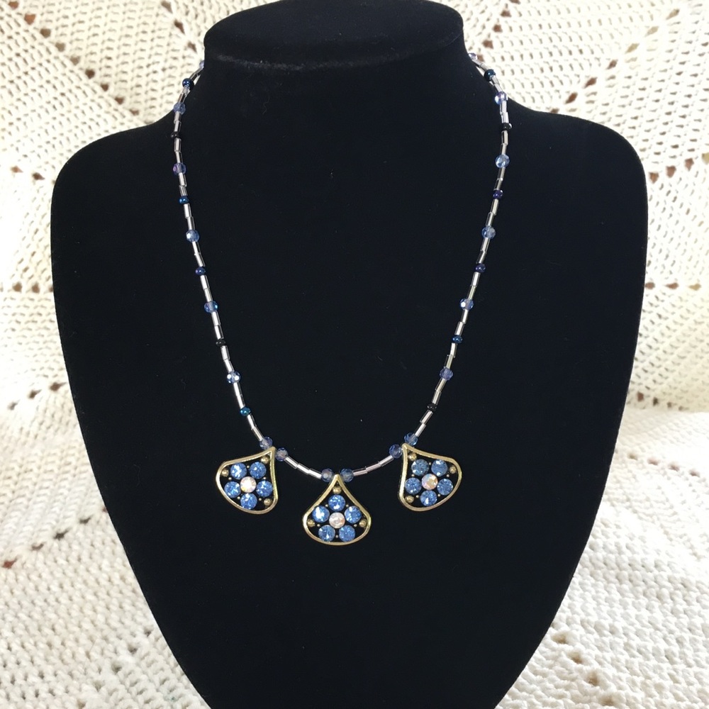Lovely Beaded Necklace with clear, blue crystals